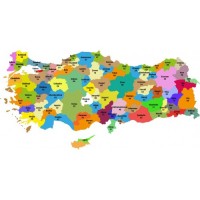 Türkiye Haritası (Renkli) Şeffaf 150x87cm